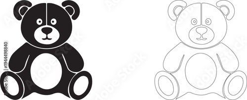 Sitting bear. Vector silhouette of a children's soft toy.
