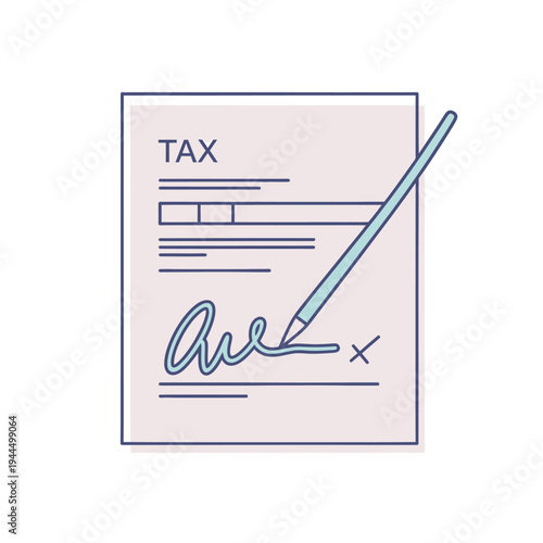 Tax Form Document with Signature and Pen.