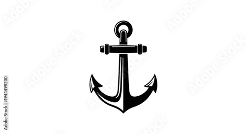 Classic black anchor symbol illustration, maritime graphic element, seafaring, sailing, and stability concept design