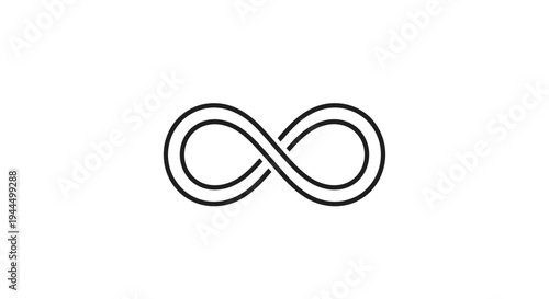 Minimalist black and white outline infinity symbol representing eternity, endlessness, limitless possibilities, and continuity