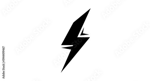 Dynamic black lightning bolt icon graphic representing power, energy, speed, electricity, voltage, and quickness