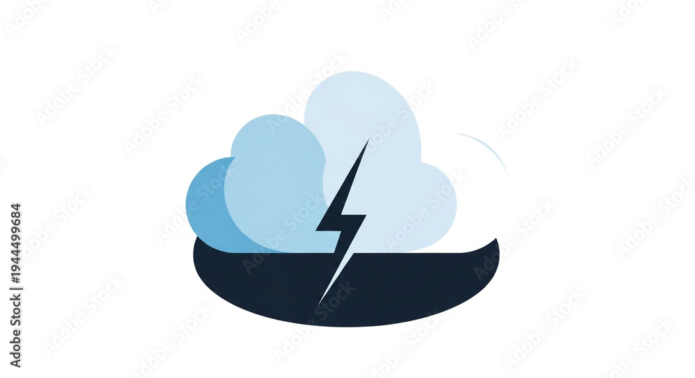 Fototapeta premium Cloud logo with hidden light and lightning bolt on dark base symbolizing power and energy