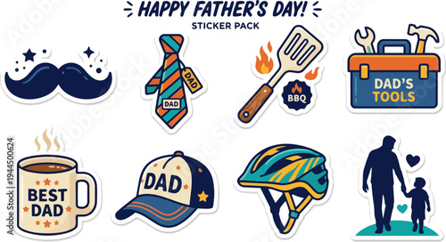 Fathers Day sticker pack icons.