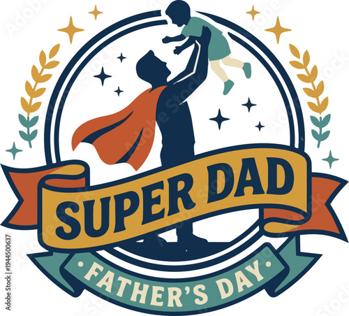 Super Dad Fathers Day Logo Illustration.