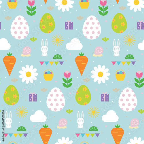 Easter Seamless pattern Flat Vector
