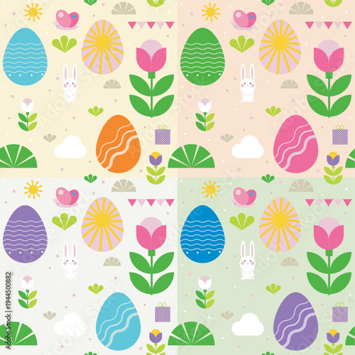 Seamless pattern Easter Flat Vector
