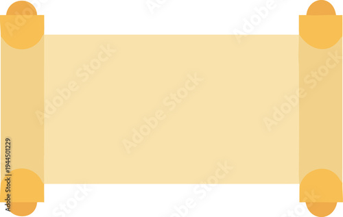 Blank Yellow Scroll with Orange Decorative Ends Isolated on White Background