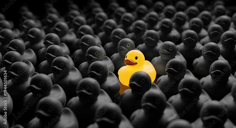 Obraz premium Leadership Concept Yellow Duck Different from Others