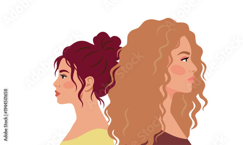 Multicultural women portraits in profile. Diverse female characters with different hairstyles and skin tones. Women diversity and representation concept. Modern flat vector illustration.