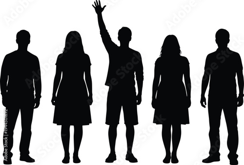 Professional black vector silhouettes of a soccer player dribbling a football, standing with a ball, and performing a header in various athletic poses.