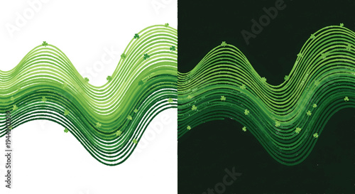 Green waveform graphic with light and dark backgrounds abstract technology concept