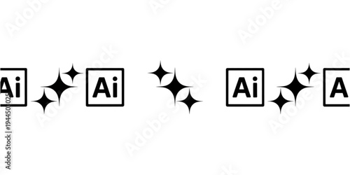 Three different styles of the letter ai and the letter a with stars around them Vector