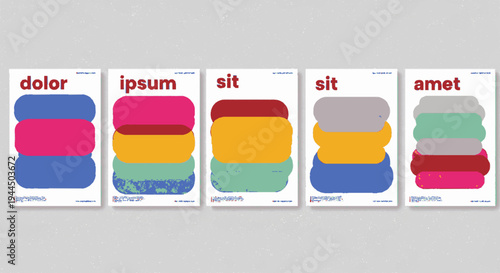 Vibrant colorful posters with latin text on white background for design inspiration