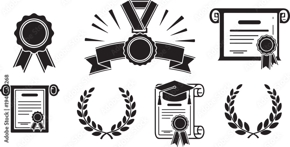 Obraz premium Awards and Certificates Icons Set for Recognition and Achievement