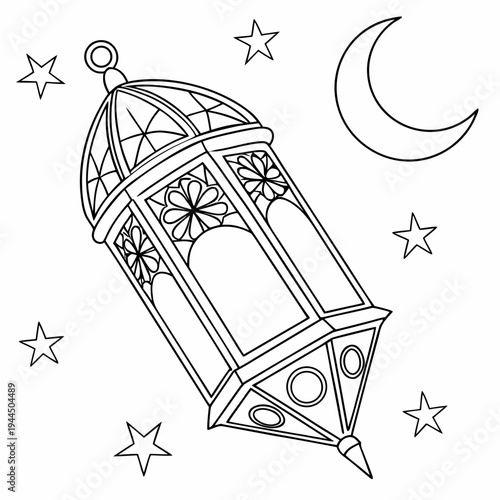 A lantern with stars and a crescent moon
