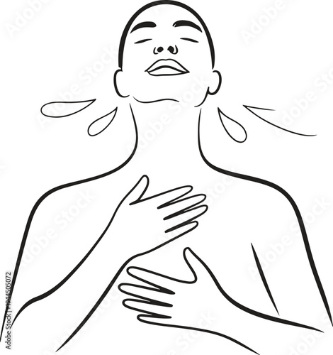 A person with closed eyes and hands on their chest, showing deep emotional release.