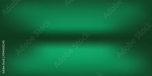 Deep green gradient background, empty studio room illustration.eps10
