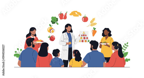 Nutrition Education Session: Doctor Teaches Healthy Eating Habits, Balanced Diet, and Food Choices to a Diverse Community Audience