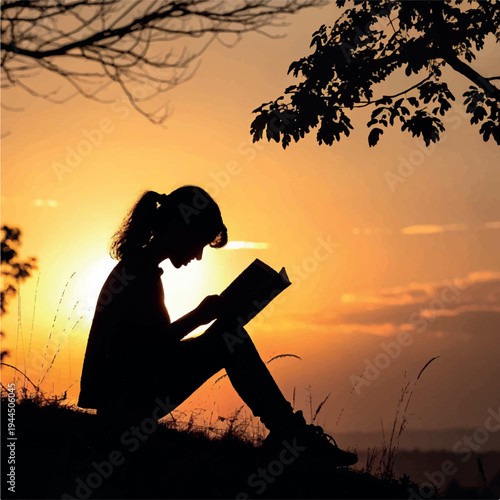 A free woman carrying a camera and backpack stands as a silhouette against the vibrant nature of a sunset sky and rising sun