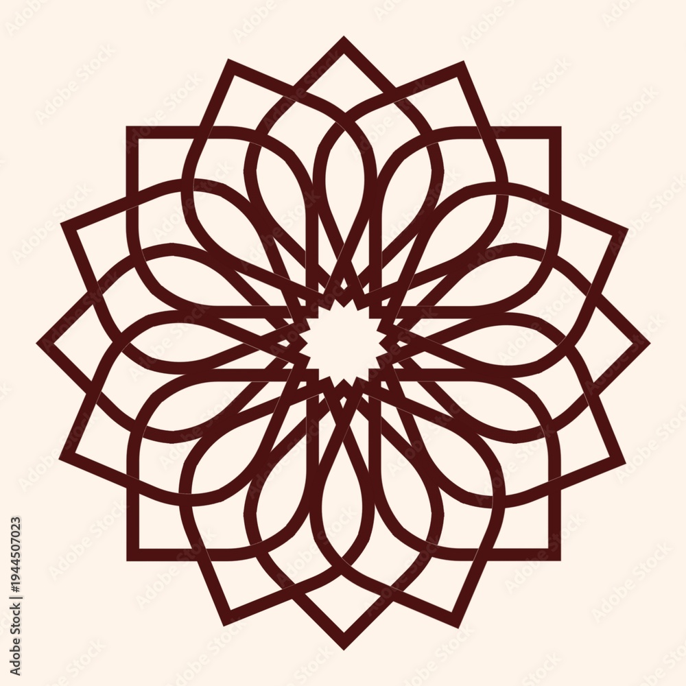 Fototapeta premium abstract symmetrical design floral starburst pattern purple green decorative motif representing geometric art creative illustration and documentation