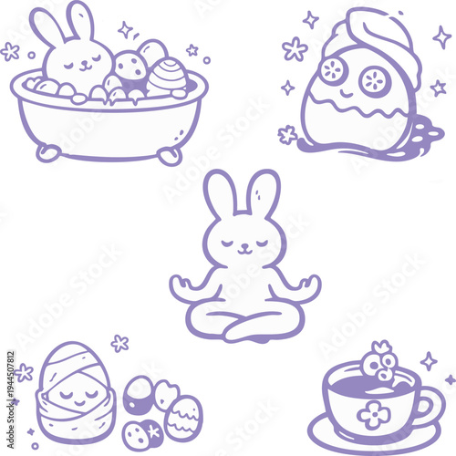 Cute Easter Self Care Doodle Set