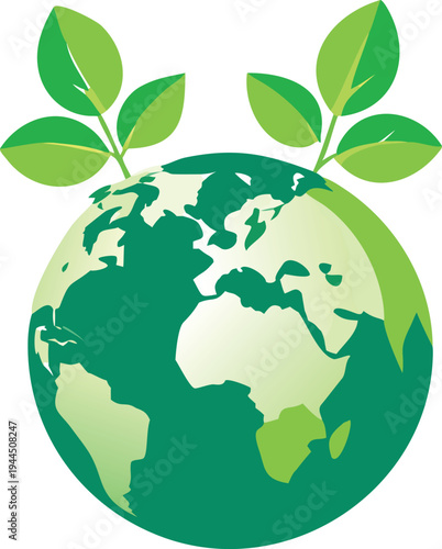 Green Earth Sprouting Leaves Growing Sustainability Concept  Illustration