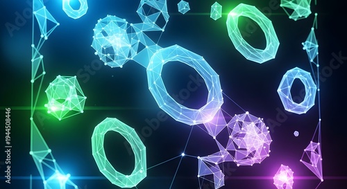 Wallpaper Mural Abstract Glowing Molecular Structure Texture in Blue and Green for Scientific Backgrounds Torontodigital.ca