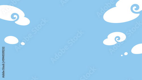 ゆるい雰囲気の和風の空の背景イラスト_16:9