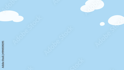 ゆるい雰囲気の雲が浮かぶ空の背景イラスト_16:9