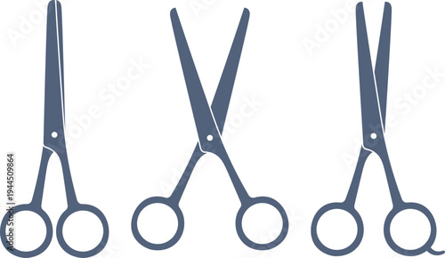 シンプルな細身の理容用ハサミマークのアイコン素材セット