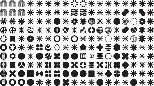 Diverse Collection of Geometric Shapes and Abstract Icons for Design Projects