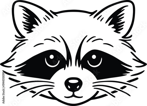 Raccoon face head Silhouette icon symbol stock vector