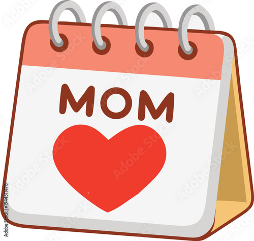 Mom Heart Calendar Reminder Graphic Design Illustration