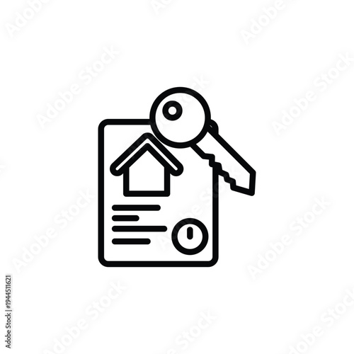 House Key Attached to Property Contract Document.