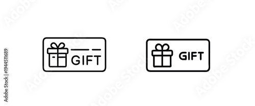 Gift card and voucher outline icon featuring surprise present label, holiday greeting certificate, commercial shopping reward more vector illustration