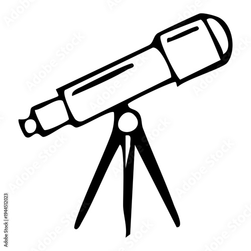 Telescope on tripod for stargazing in astronomy and space exploration