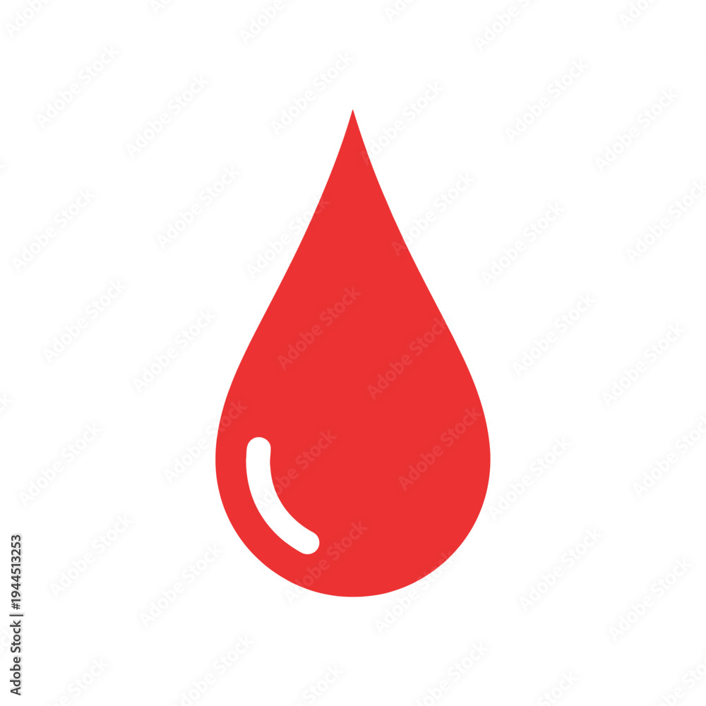 Fototapeta premium A simple and clean vector illustration of a red blood drop with a small white highlight