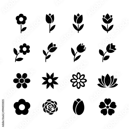 Element Set of Flowers Icons
