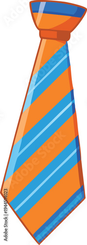 Striped Orange and Blue Necktie Isolated on White Background Formal Wear Accessory