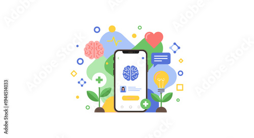 Digital Mental Health and Wellness App on Smartphone: Online Therapy, Brain Care, Personal Growth & Innovative Well-being Solutions