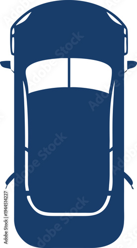 Top View of Blue Car Silhouette with Open Doors for Access or Maintenance Clean Design