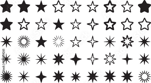 Assorted Star Shapes and Sparkling Elements Collection for Graphic Design Assets and Creative Projects