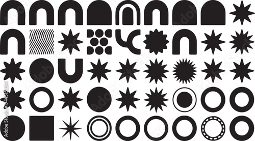 Diverse Collection of Modern Geometric Shapes and Abstract Design Elements