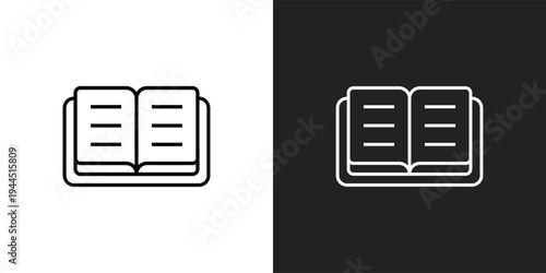 Open Book Line Icon. Linear Symbol for User Manual, E-learning, and Digital Library.
