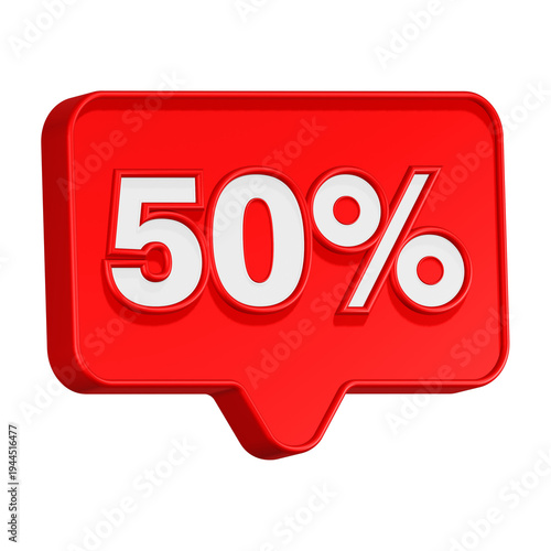 Принти на полотні 50 percent icon 3d render red square