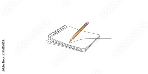 A spiral notebook with a pencil on top, ready for writing or drawing stationery office