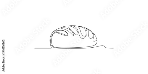 Continuous line drawing of a bread loaf with icing cake dessert pastry sweet treat food