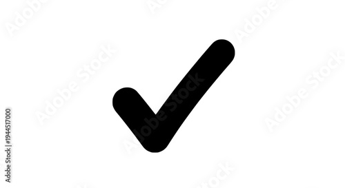 Checkmark icon with thick black line and rounded edges for confirmation featuring check mark, tick, tick mark with