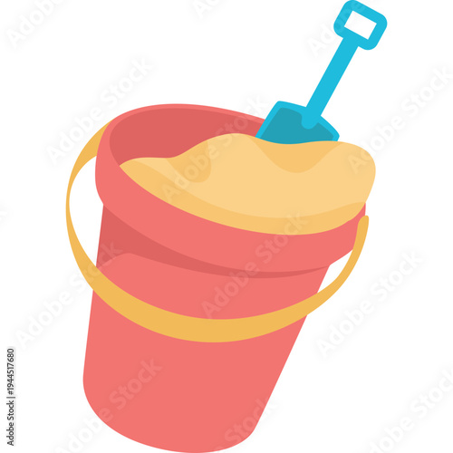 Bucket Filled with Sand Illustration