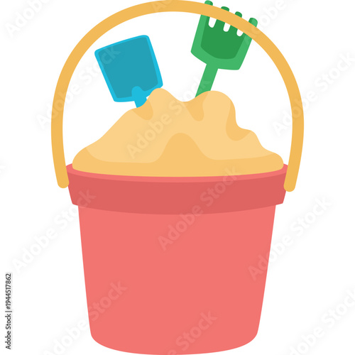 Bucket Filled with Sand Illustration